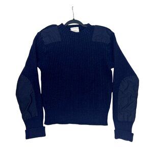 Vtg Brigade Quartermasters Woolly Pulley Men's 44 Sweater Navy Pure Wool Patches